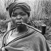 Woman smoking her pipe